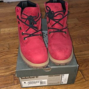 Red timberlands boots